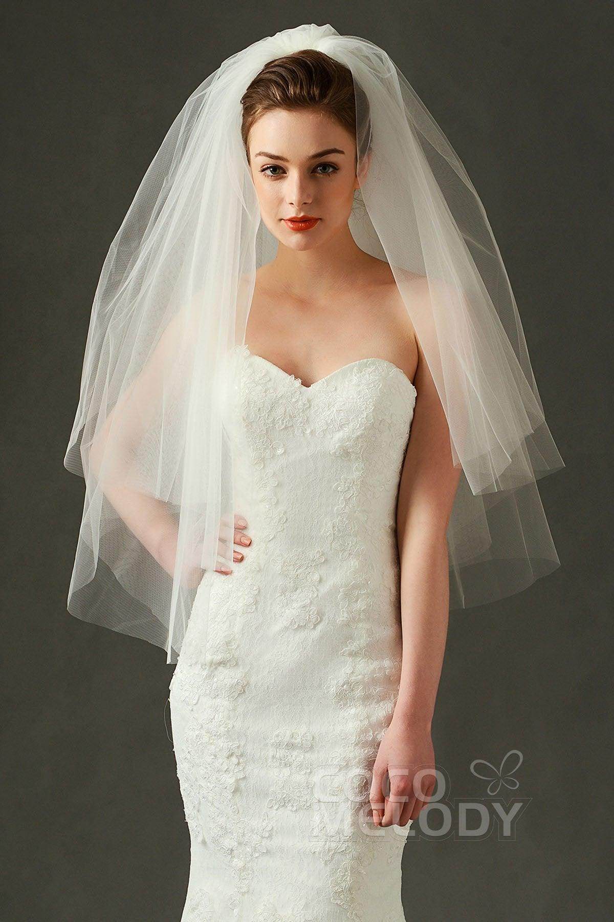 Two-tier Cut Edge Tulle Waist Veils AV160016 - COCOMELODY